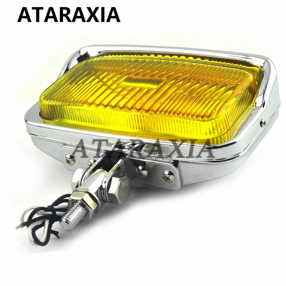 Motorcycle H3 Square Headlight With Bottom Mount Headlamp Universal For Harley Chopper Custom Softail Dyna Suzuki Kawasaki