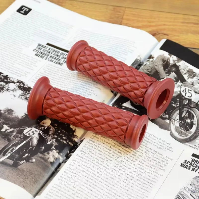 Retro Rubber Motorcycle Handlebar Grips 7/8" 22mm Non Slip Motorcycle Handle Grips Compatible With ATV Motorbike Pit Bike