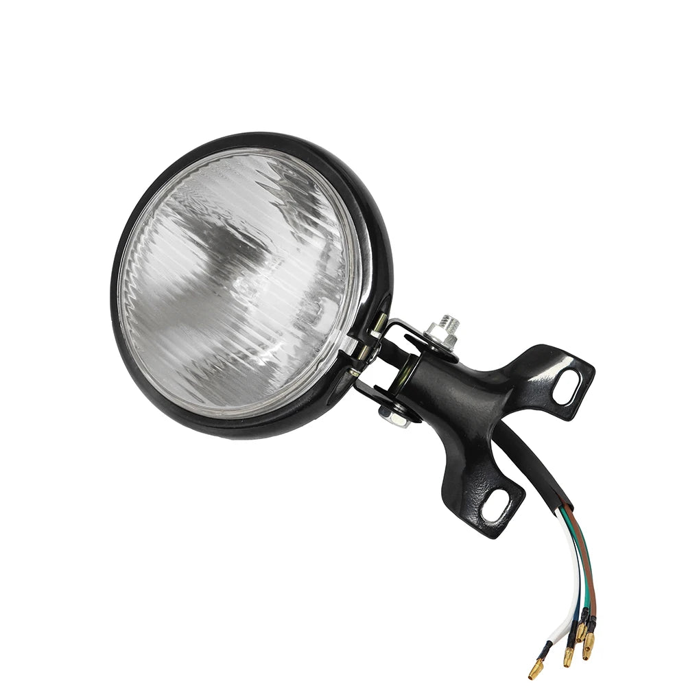 For Honda Harley Suzuki Kawasaki Retro Metal Universal Motorcycle Headlight Round with Holder Electroplate