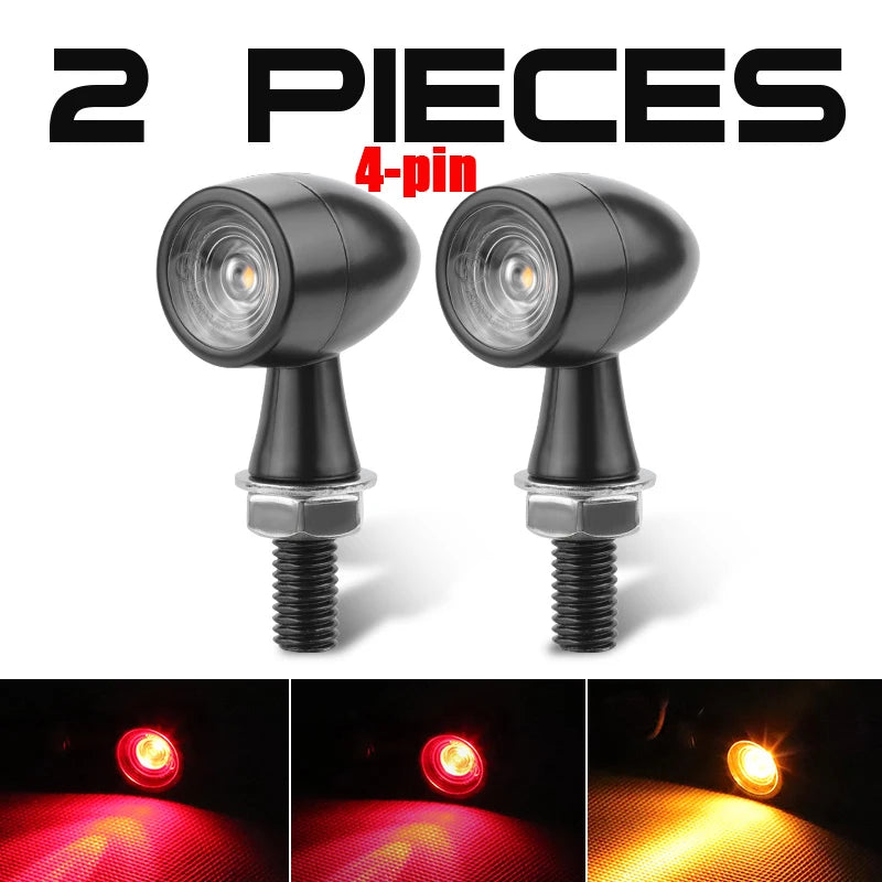 3 In 1 E24 LED Mini Turn Signal Light Bullet Motorcycle Brake Lamp Indicator DRL for Cafe Racer Bobber Chopper Honda Yamaha 12V