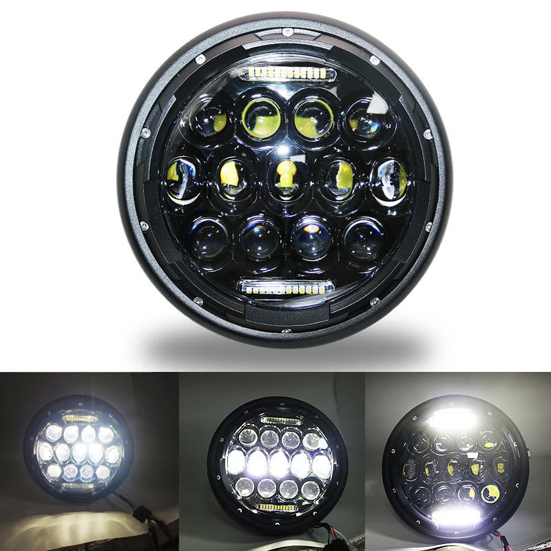7inch LED Motorcycle Headlight Universal 7.5" Round Head Light For Cafe Racer Bobber Honda