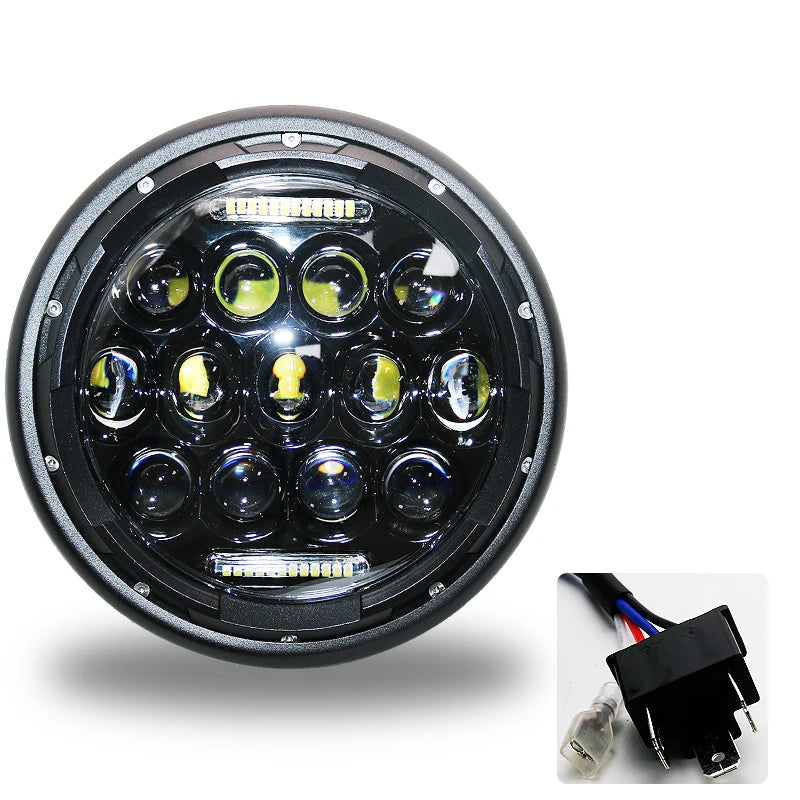 7inch LED Motorcycle Headlight Universal 7.5" Round Head Light For Cafe Racer Bobber Honda