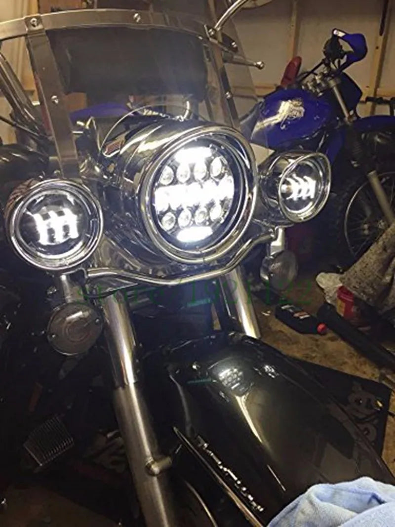 7inch LED Motorcycle Headlight Universal 7.5" Round Head Light For Cafe Racer Bobber Honda
