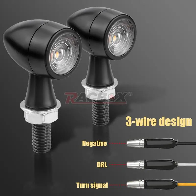 3 In 1 E24 LED Mini Turn Signal Light Bullet Motorcycle Brake Lamp Indicator DRL for Cafe Racer Bobber Chopper Honda Yamaha 12V