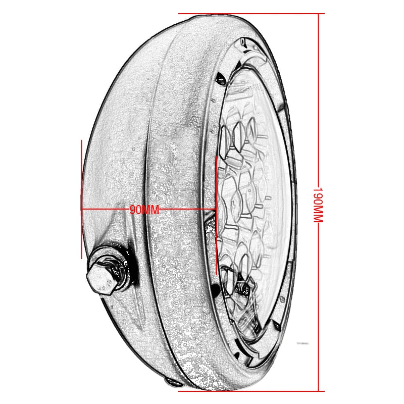 7inch LED Motorcycle Headlight Universal 7.5" Round Head Light For Cafe Racer Bobber Honda
