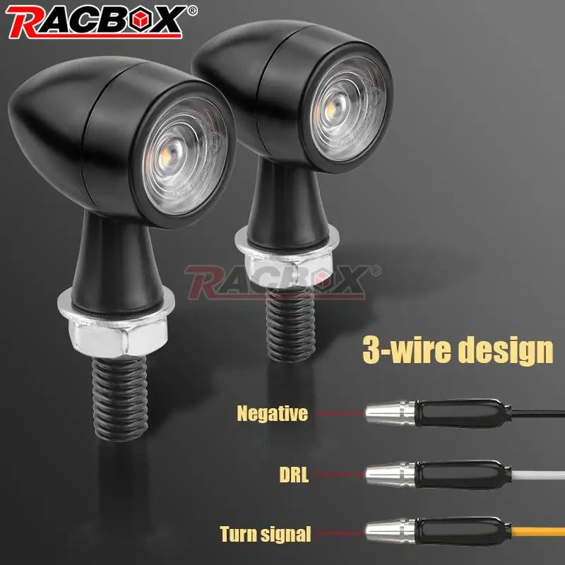 3 In 1 E24 LED Mini Turn Signal Light Bullet Motorcycle Brake Lamp Indicator DRL for Cafe Racer Bobber Chopper Honda Yamaha 12V