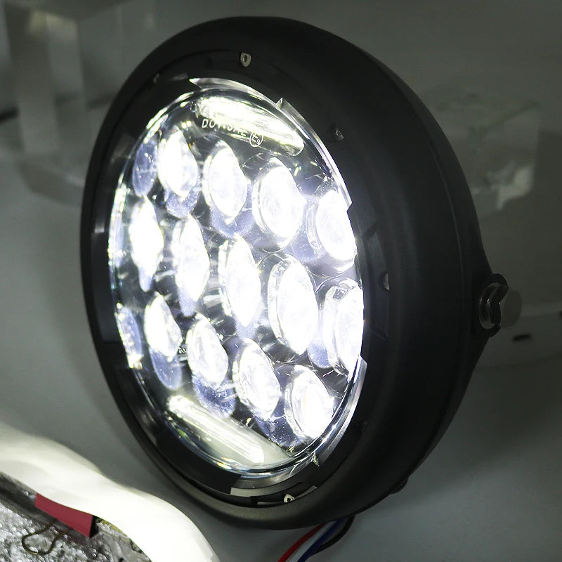 7inch LED Motorcycle Headlight Universal 7.5" Round Head Light For Cafe Racer Bobber Honda