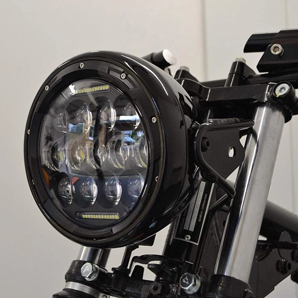 7inch LED Motorcycle Headlight Universal 7.5" Round Head Light For Cafe Racer Bobber Honda