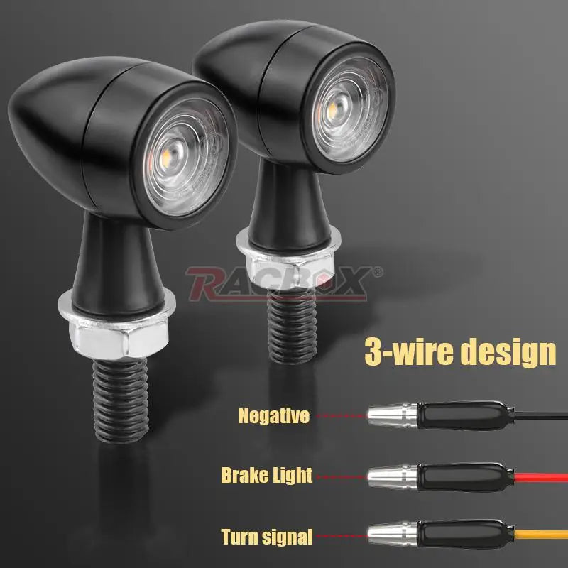 3 In 1 E24 LED Mini Turn Signal Light Bullet Motorcycle Brake Lamp Indicator DRL for Cafe Racer Bobber Chopper Honda Yamaha 12V