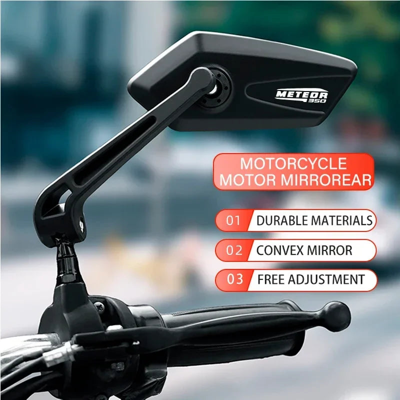 For Royal Enfield Meteor 350 RoyalEnfield Meteor500 Square Motorcycle Mirror Adjustable Rearview Mirror Easy Installation
