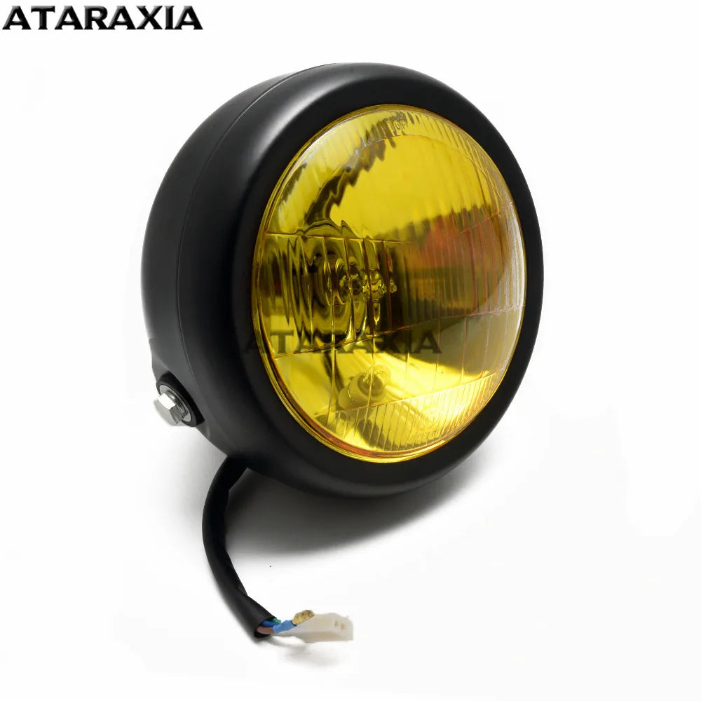 For CG125 GN125 Motorcycle Retro Metal 5.75inch Lens 35W Halogen Front Headlight headlamp Head light For Harley Cafe Racer Honda