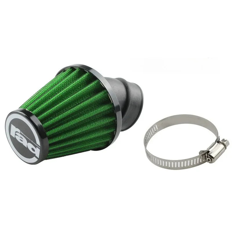 High Flow Motorcycle Air Filter - RAD Mushroom Head Element, 28-48mm Clip-On, 45° Bend Intake Filter