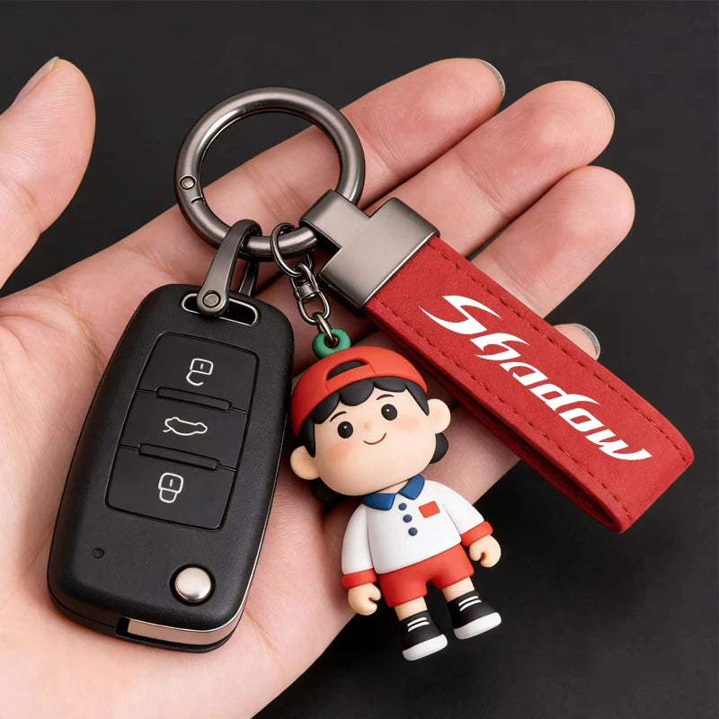Logo Alloy Keyring car Suede Leather Keychain For Honda Shadow VT600 VT750 VT1100 VT400 VT125 VT 125 600 750 1100 400