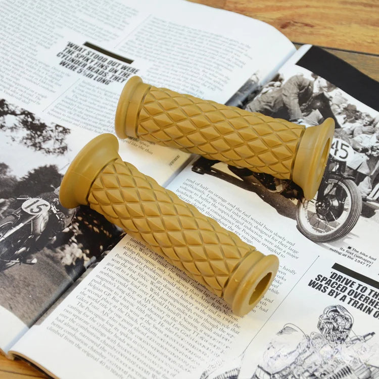 Retro Rubber Motorcycle Handlebar Grips 7/8" 22mm Non Slip Motorcycle Handle Grips Compatible With ATV Motorbike Pit Bike