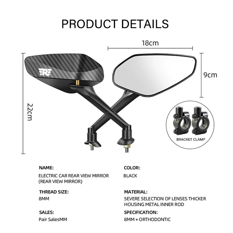 Motorcycle Off-Road Anti-Shake Antiglare Wide-angle Rearview Mirror For Royal Enfield Meteor 350 Royal Himalayan Meteor350 500