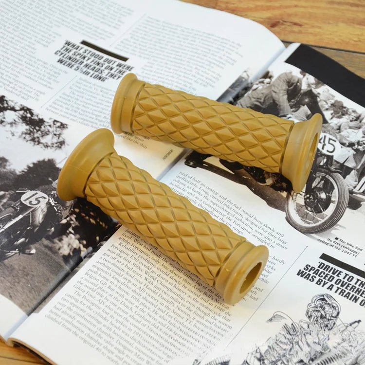 Retro Rubber Motorcycle Handlebar Grips 7/8" 22mm Non Slip Motorcycle Handle Grips Compatible With ATV Motorbike Pit Bike