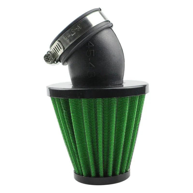 High Flow Motorcycle Air Filter - RAD Mushroom Head Element, 28-48mm Clip-On, 45° Bend Intake Filter