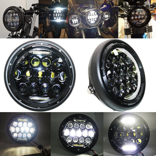 7inch LED Motorcycle Headlight Universal 7.5" Round Head Light For Cafe Racer Bobber Honda