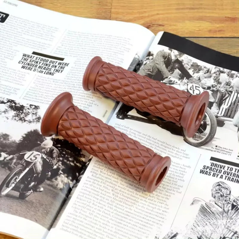 Retro Rubber Motorcycle Handlebar Grips 7/8" 22mm Non Slip Motorcycle Handle Grips Compatible With ATV Motorbike Pit Bike