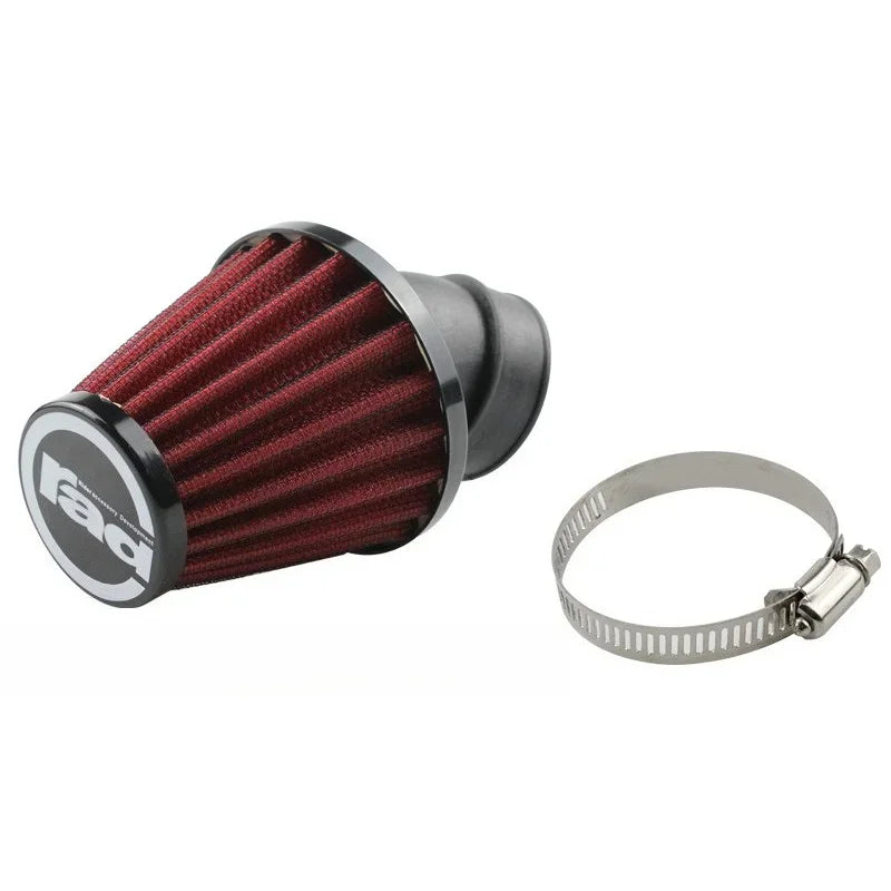High Flow Motorcycle Air Filter - RAD Mushroom Head Element, 28-48mm Clip-On, 45° Bend Intake Filter