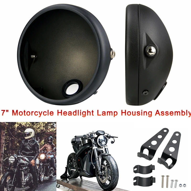 7inch LED Motorcycle Headlight Universal 7.5" Round Head Light For Cafe Racer Bobber Honda