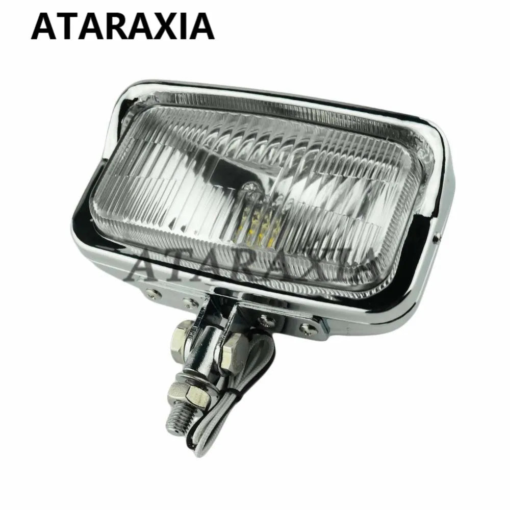 Motorcycle H3 Square Headlight With Bottom Mount Headlamp Universal For Harley Chopper Custom Softail Dyna Suzuki Kawasaki