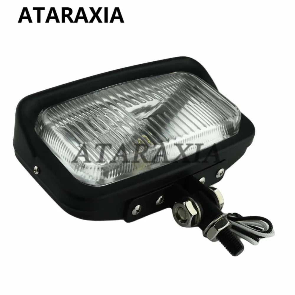 Motorcycle H3 Square Headlight With Bottom Mount Headlamp Universal For Harley Chopper Custom Softail Dyna Suzuki Kawasaki