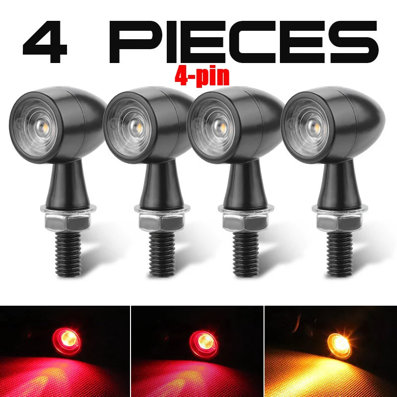 3 In 1 E24 LED Mini Turn Signal Light Bullet Motorcycle Brake Lamp Indicator DRL for Cafe Racer Bobber Chopper Honda Yamaha 12V