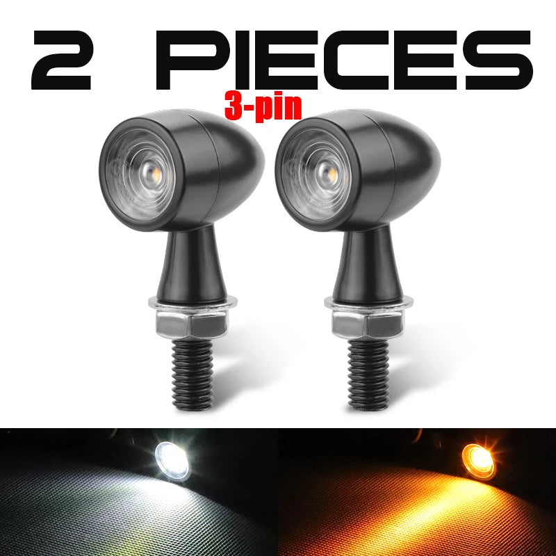 3 In 1 E24 LED Mini Turn Signal Light Bullet Motorcycle Brake Lamp Indicator DRL for Cafe Racer Bobber Chopper Honda Yamaha 12V