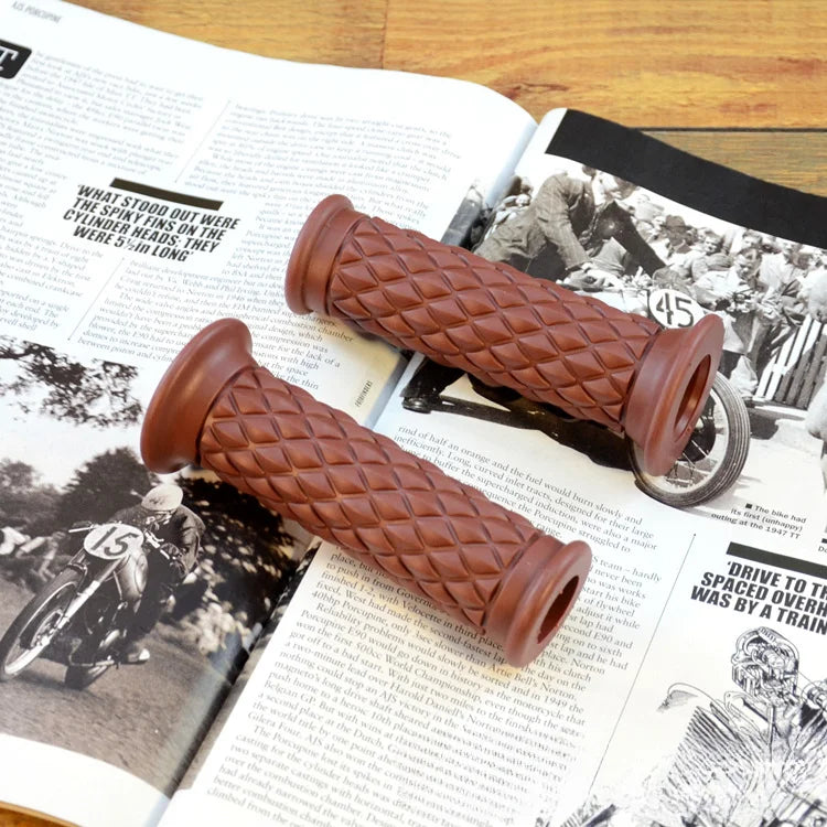 Retro Rubber Motorcycle Handlebar Grips 7/8" 22mm Non Slip Motorcycle Handle Grips Compatible With ATV Motorbike Pit Bike