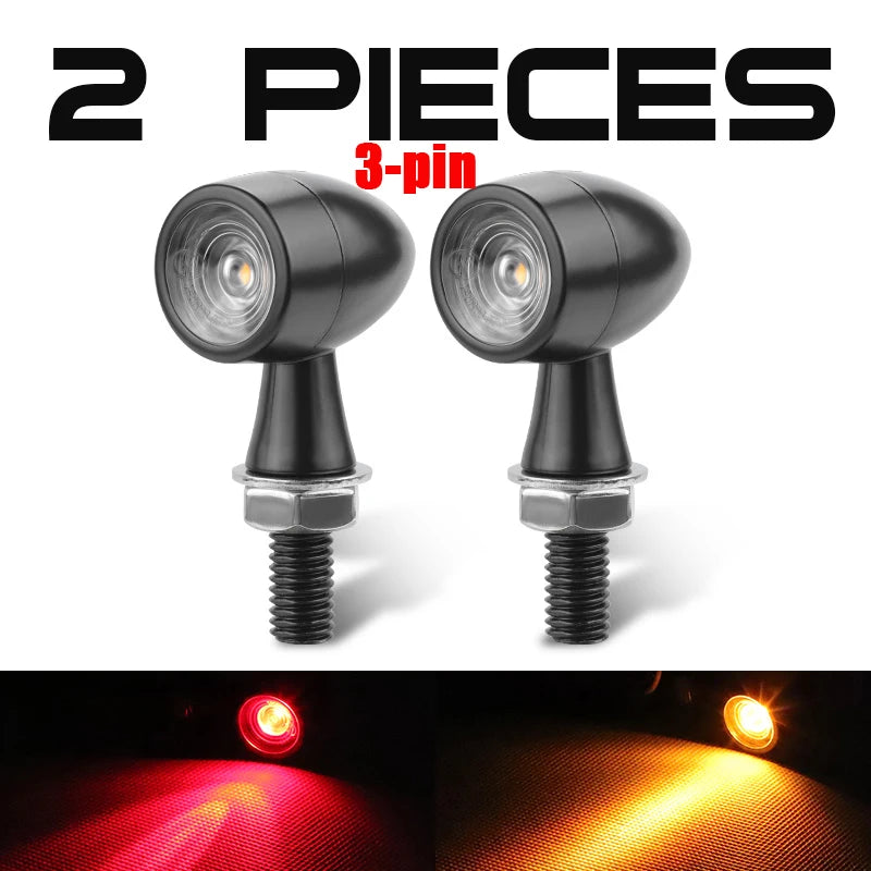 3 In 1 E24 LED Mini Turn Signal Light Bullet Motorcycle Brake Lamp Indicator DRL for Cafe Racer Bobber Chopper Honda Yamaha 12V