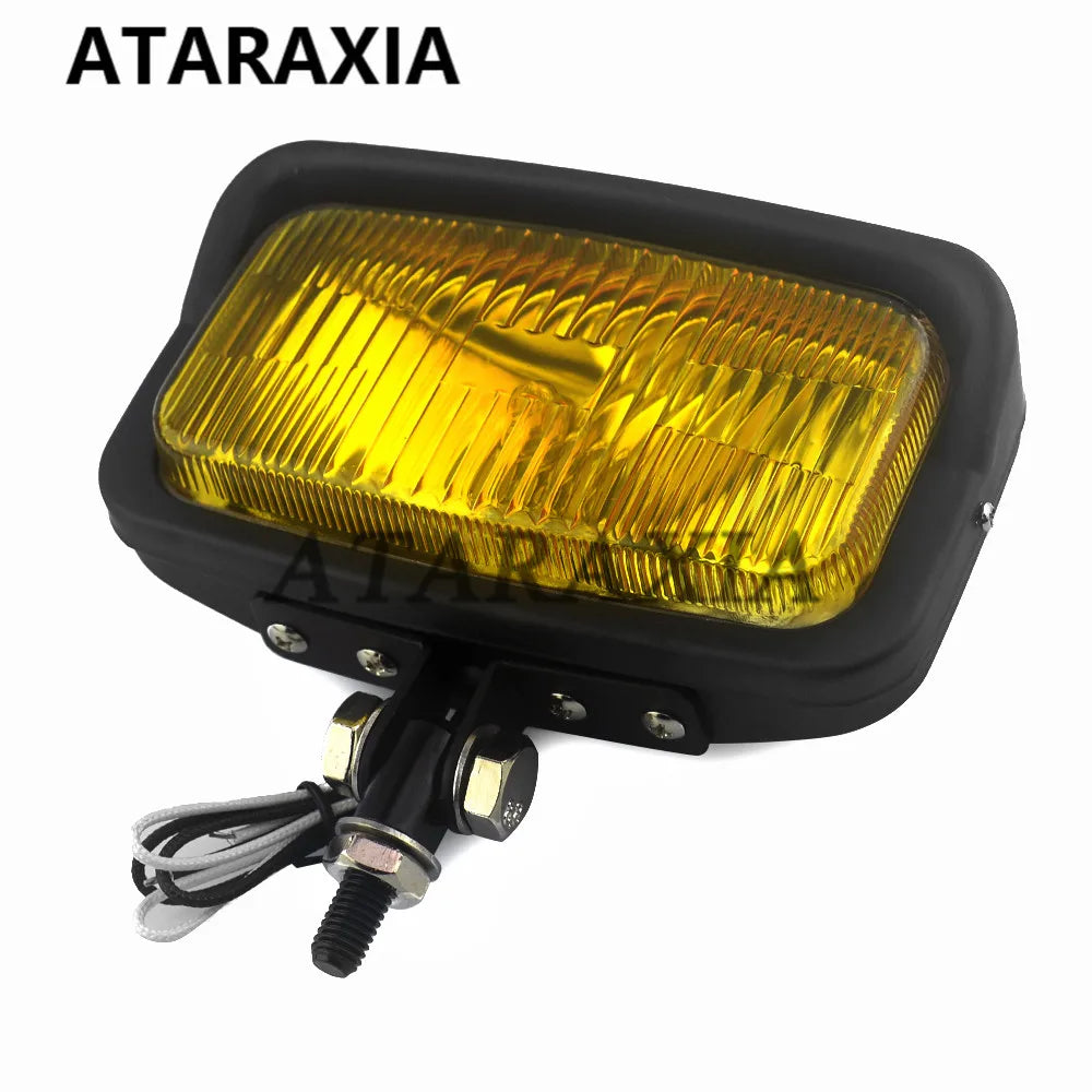 Motorcycle H3 Square Headlight With Bottom Mount Headlamp Universal For Harley Chopper Custom Softail Dyna Suzuki Kawasaki