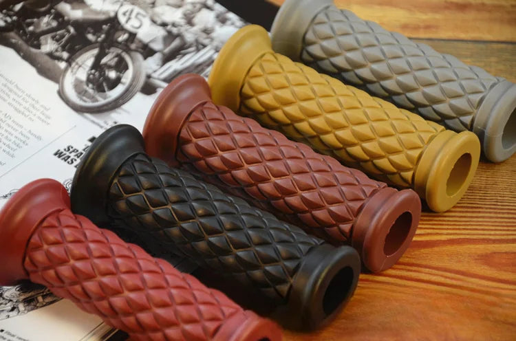 Retro Rubber Motorcycle Handlebar Grips 7/8" 22mm Non Slip Motorcycle Handle Grips Compatible With ATV Motorbike Pit Bike