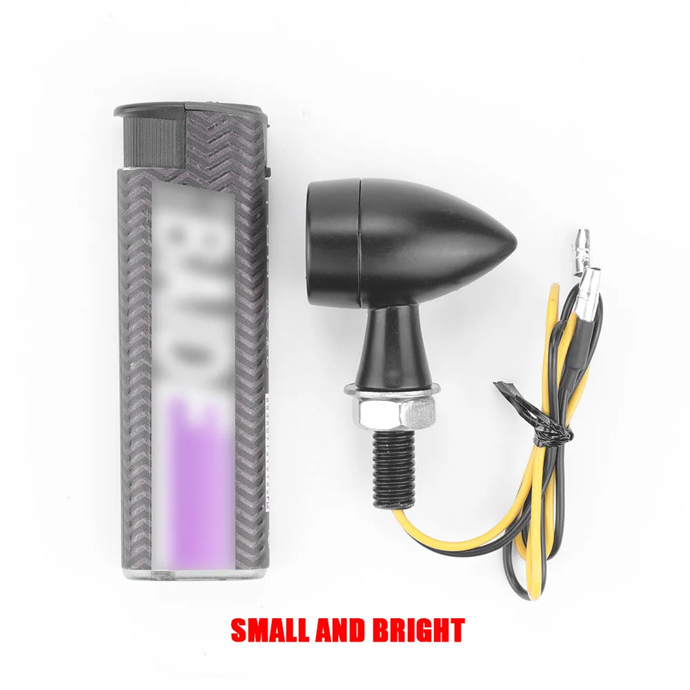 3 In 1 E24 LED Mini Turn Signal Light Bullet Motorcycle Brake Lamp Indicator DRL for Cafe Racer Bobber Chopper Honda Yamaha 12V