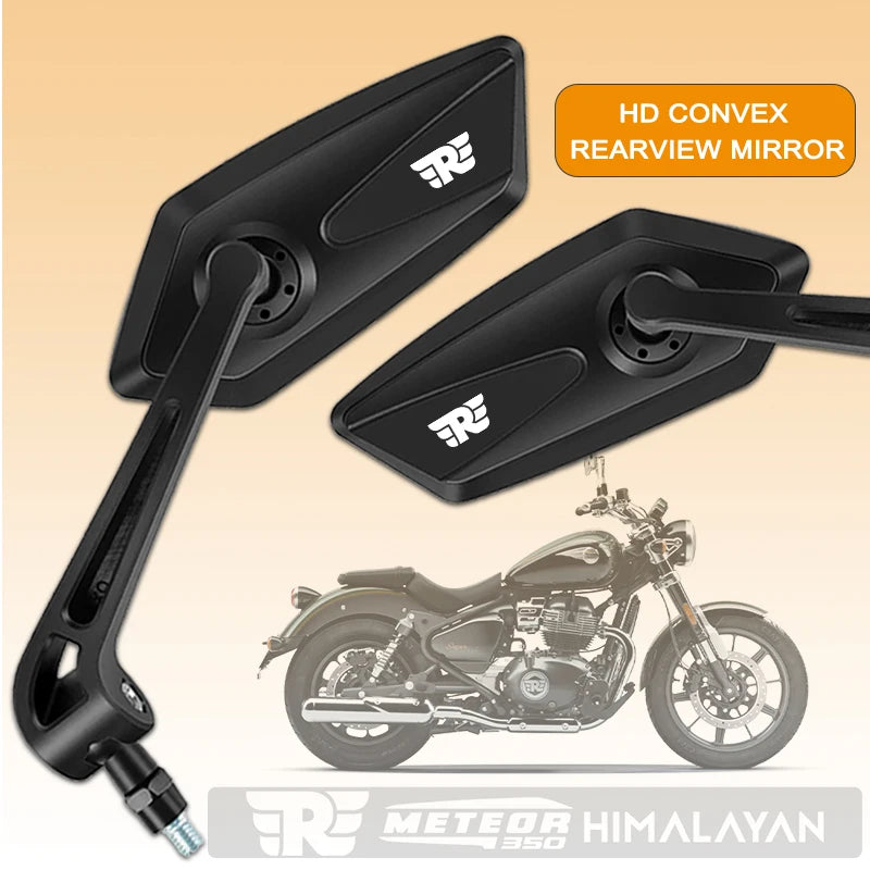 For Royal Enfield Meteor 350 RoyalEnfield Meteor500 Square Motorcycle Mirror Adjustable Rearview Mirror Easy Installation