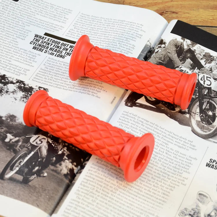 Retro Rubber Motorcycle Handlebar Grips 7/8" 22mm Non Slip Motorcycle Handle Grips Compatible With ATV Motorbike Pit Bike
