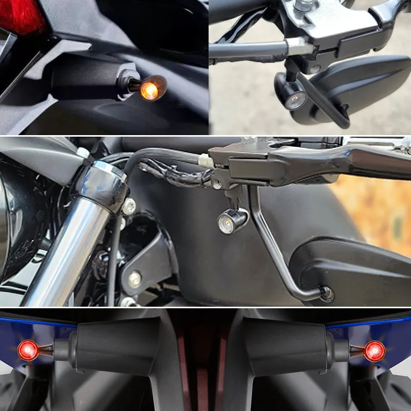 3 In 1 E24 LED Mini Turn Signal Light Bullet Motorcycle Brake Lamp Indicator DRL for Cafe Racer Bobber Chopper Honda Yamaha 12V