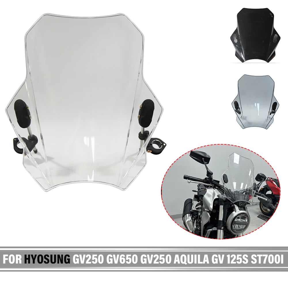 For HYOSUNG GV125/GV250/GV650 AQUILA ST700I AQUILA GV 125S Motorcycles Windshield Covers Motorcycle Windscreen Adjustable