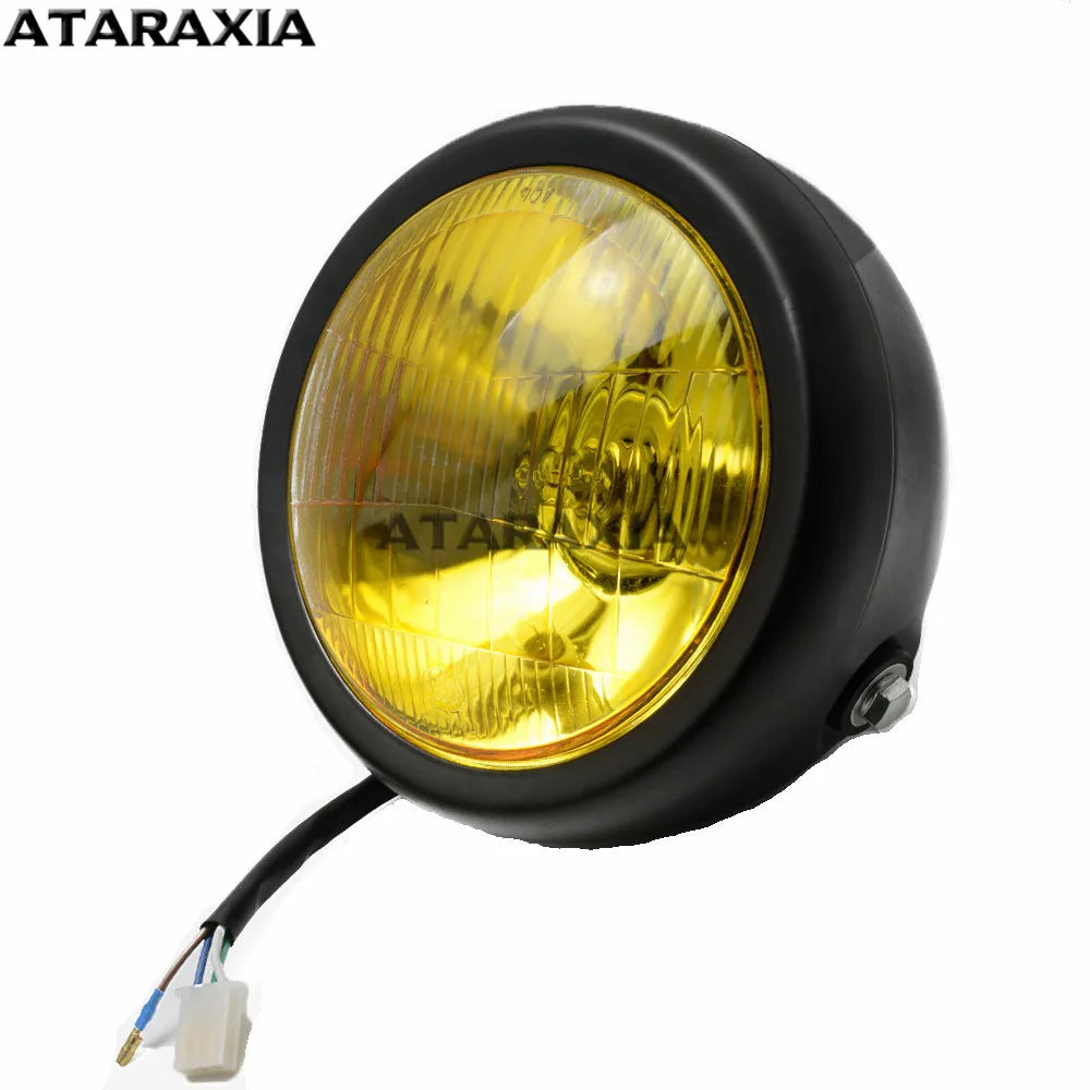For CG125 GN125 Motorcycle Retro Metal 5.75inch Lens 35W Halogen Front Headlight headlamp Head light For Harley Cafe Racer Honda