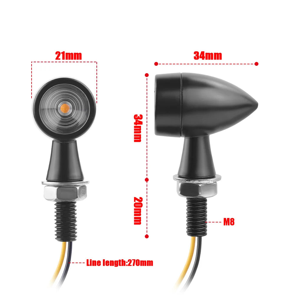 3 In 1 E24 LED Mini Turn Signal Light Bullet Motorcycle Brake Lamp Indicator DRL for Cafe Racer Bobber Chopper Honda Yamaha 12V