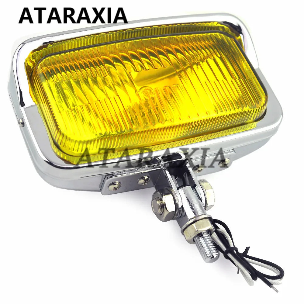 Motorcycle H3 Square Headlight With Bottom Mount Headlamp Universal For Harley Chopper Custom Softail Dyna Suzuki Kawasaki