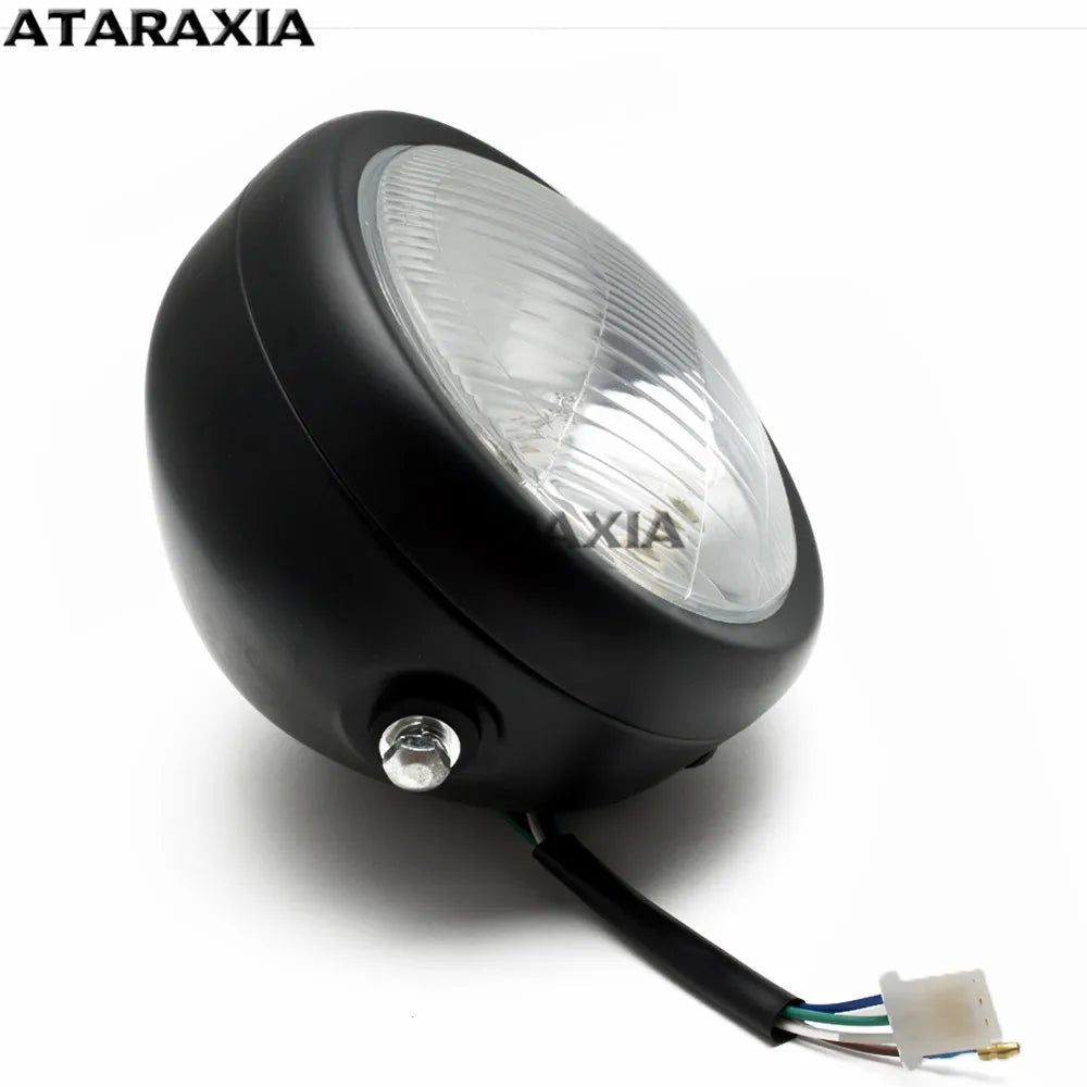 For CG125 GN125 Motorcycle Retro Metal 5.75inch Lens 35W Halogen Front Headlight headlamp Head light For Harley Cafe Racer Honda