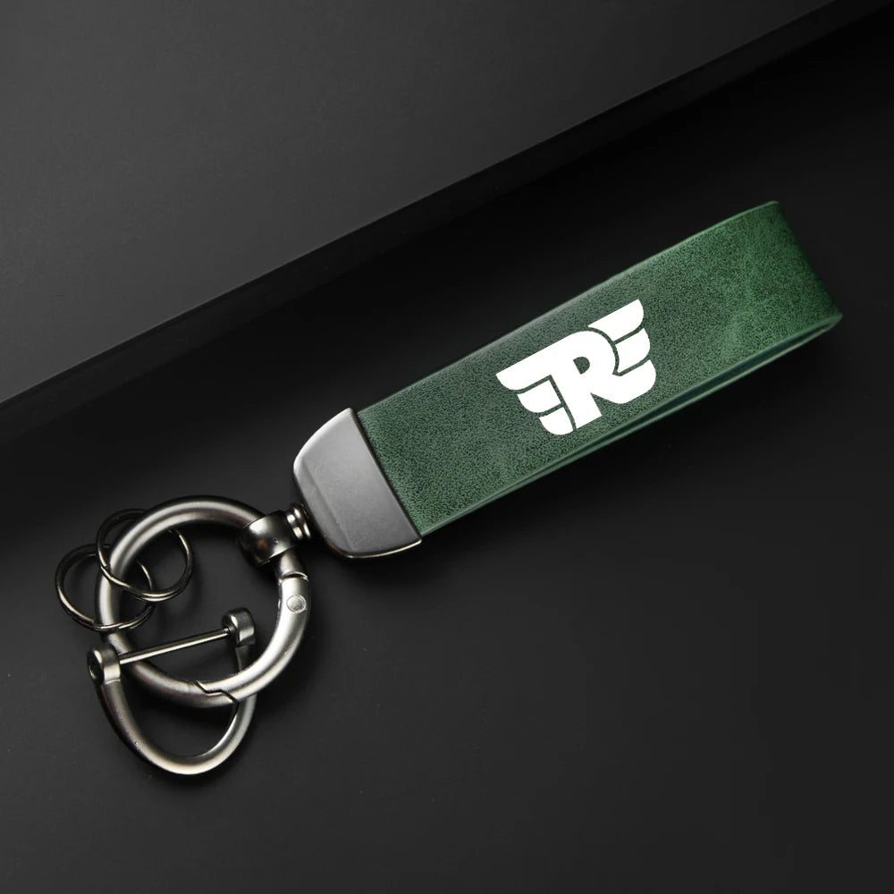 Chaveiro de Couro Legítimo com Mosquetão e Argola de Metal para Motocicletas Royal Enfield
