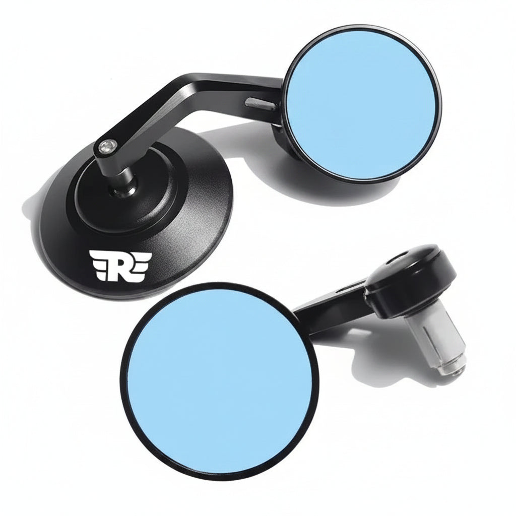 Par de Espelhos Retrovisores Universais CNC de Ponta de Guidão (Bar End) Estilo Retro  Renov