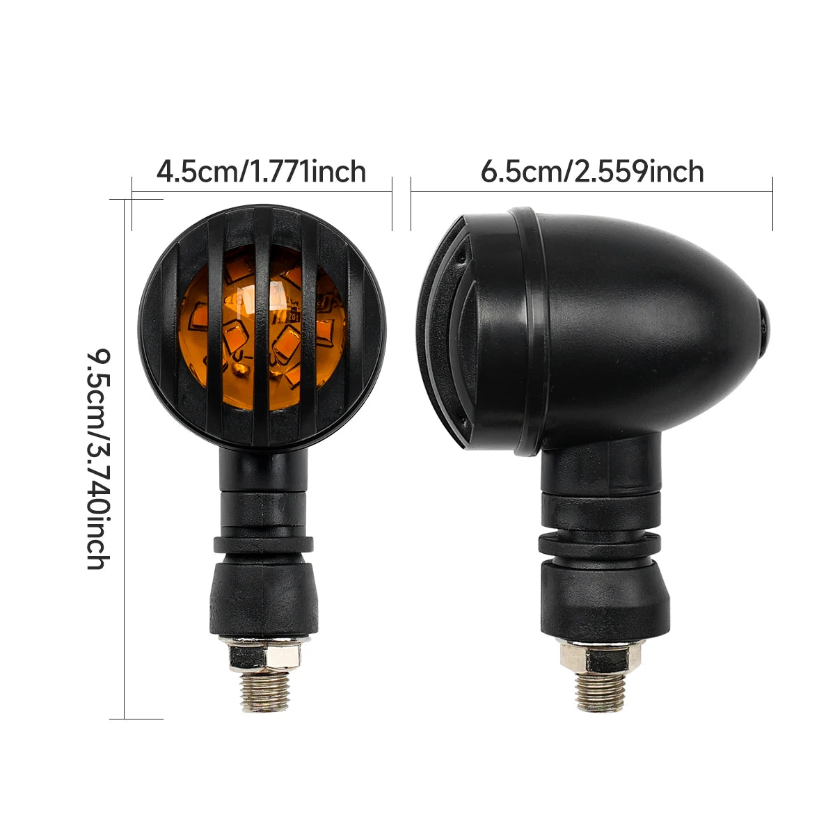 2PCS Motorcycle Turn Signal Lights Grill Bullet Indicator 12V Amber Front Rear Lamp For Harley Cafe Racer Yamaha Suzuki