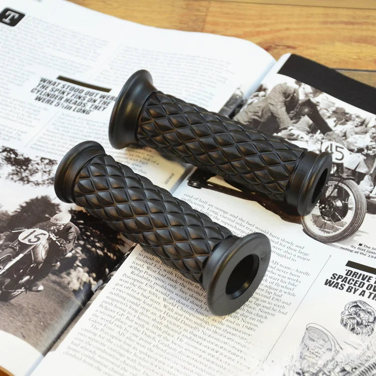 Retro Rubber Motorcycle Handlebar Grips 7/8" 22mm Non Slip Motorcycle Handle Grips Compatible With ATV Motorbike Pit Bike