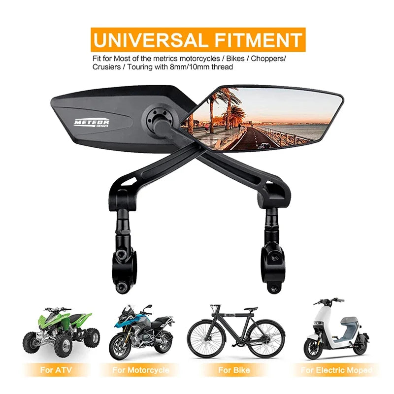 For Royal Enfield Meteor 350 RoyalEnfield Meteor500 Square Motorcycle Mirror Adjustable Rearview Mirror Easy Installation