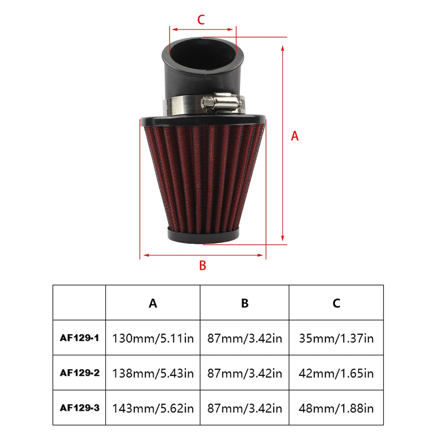 35mm 42mm 48mm Motorcycle Air Filter Fit for GY6 RSZ JOG Fuego Honda Sports High Flow Air Filter Modification Accessories